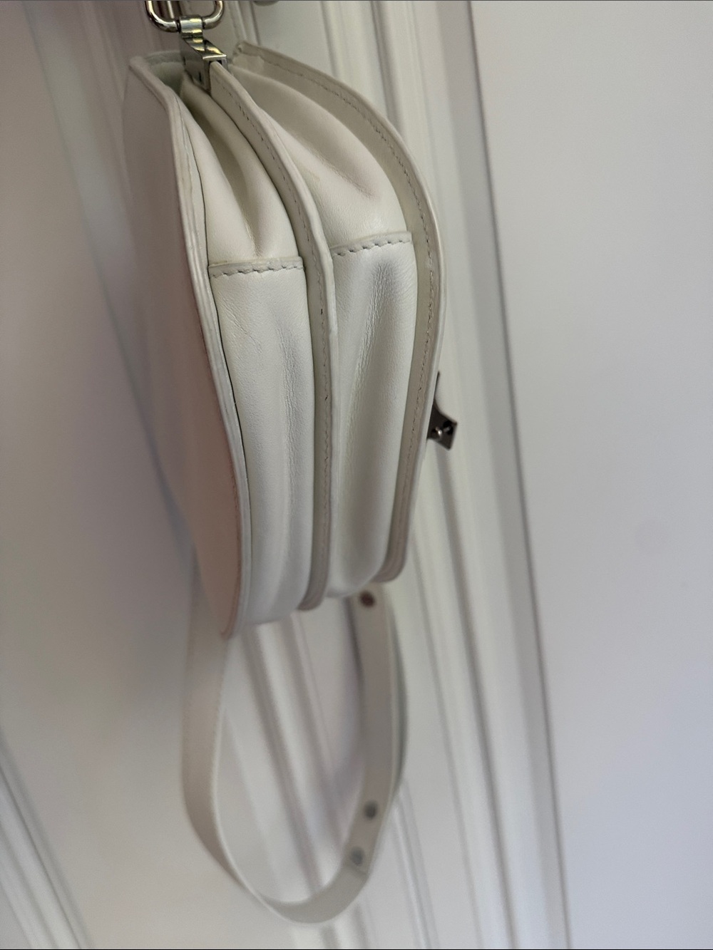Loeffler Randall White Leather Crossbody Saddle Bag with Silver-Tone Hardware - Picture 7 of 13